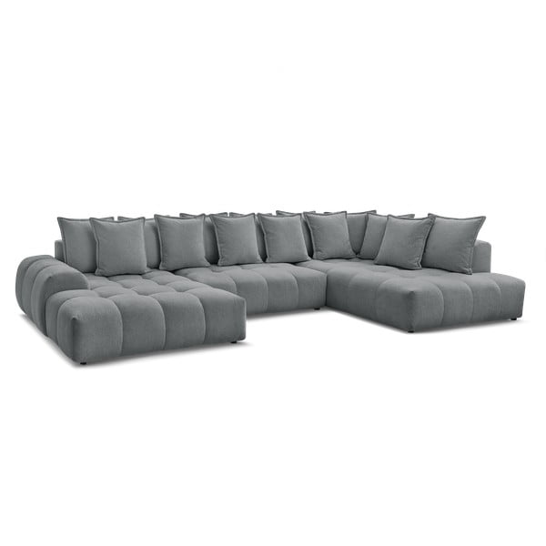 Tamsiai pilkos spalvos iš šenilinio audinio sulankstoma/su sandėliavimo vieta kampinė sofa (su dešiniuoju kampu/„U“ formos) Everest – Bobochic Paris-image-3