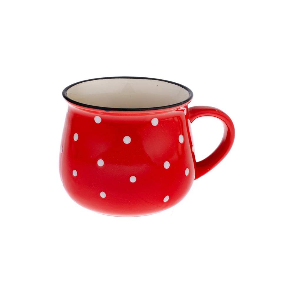 Raudonas keraminis puodelis su taškeliais "Dakls Premio", 770 ml