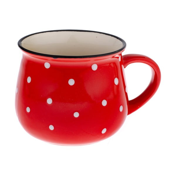 Raudonas keraminis puodelis su taškeliais "Dakls Premio", 770 ml