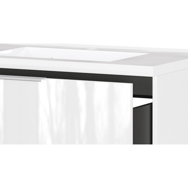 Baltos spalvos blizgus pakabinama spintelė po kriaukle 81x61 cm Celano – Germania-image-4