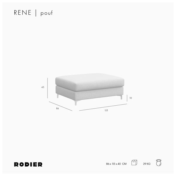 Rudos spalvos iš velveto taburetė Rene – Rodier-image-4