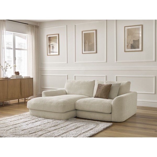 Smėlio spalvos kampinė sofa iš šenilinio audinio (su kairiuoju kampu/su gultu) Leonore – Bobochic Paris-image-3