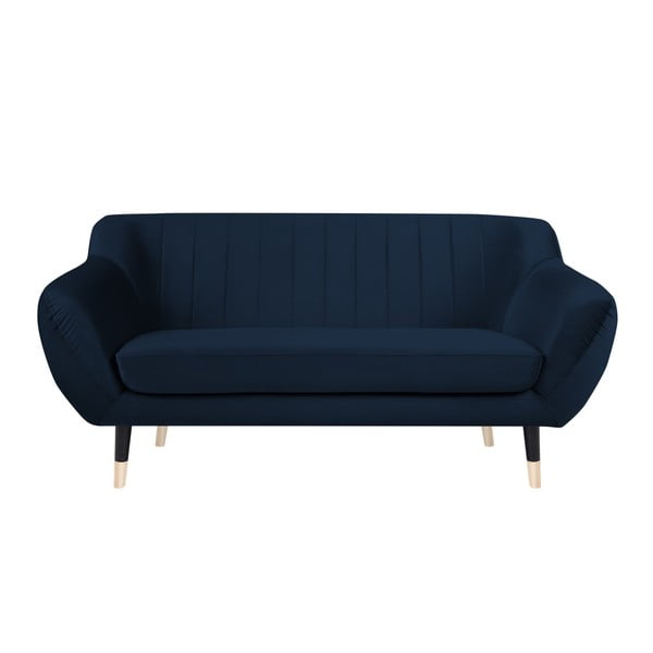 Tamsiai mėlyna sofa su juodomis kojomis Mazzini Sofos Benito, 158 cm