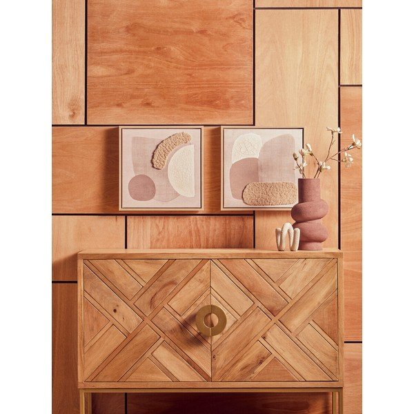 3D paveikslai su rėmeliu/tapyba ant drobės 2 vnt. 40x40 cm Astratto – Premier Housewares-image-1