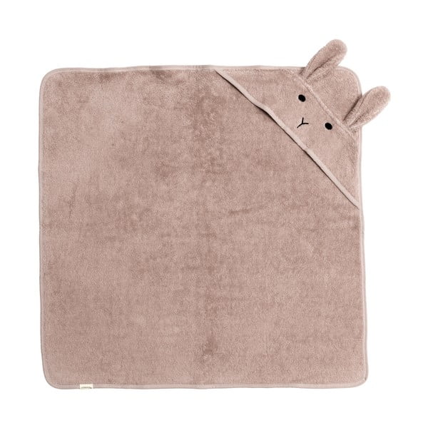 Iš medvilnės vaikiškas rankšluostis su gobtuvu rožinės spalvos/rudos spalvos 75x75 cm Rabbit – Kindsgut-image-1