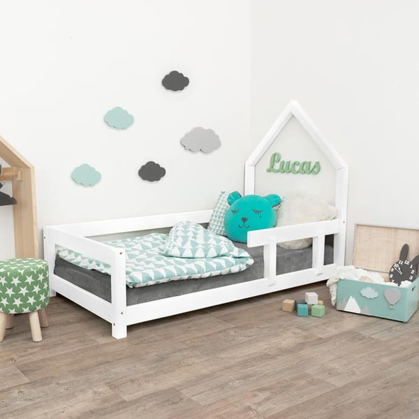 Balta medinė vaikiška lova Benlemi Poppi, 90 x 160 cm