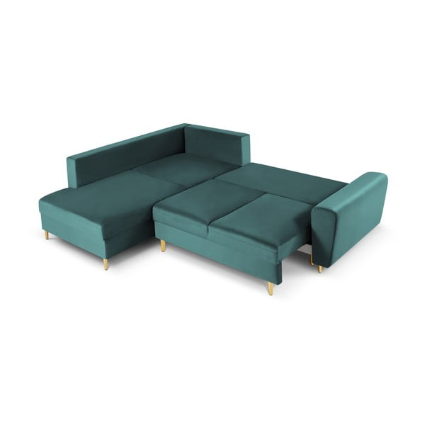 Smaragdinės spalvos iš velveto sulankstoma/su sandėliavimo vieta kampinė sofa (su kairiuoju kampu/„L“ formos) Kyoto – Cosmopolitan Design-image-2