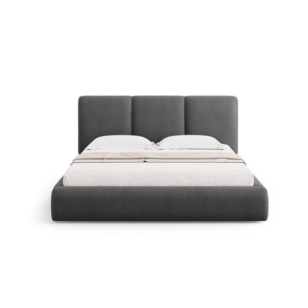 Dvigulė lova pilkos spalvos audiniu dengta su sandėliavimo vieta su lovos grotelėmis 160x200 cm Brody – Mazzini Beds-image-3