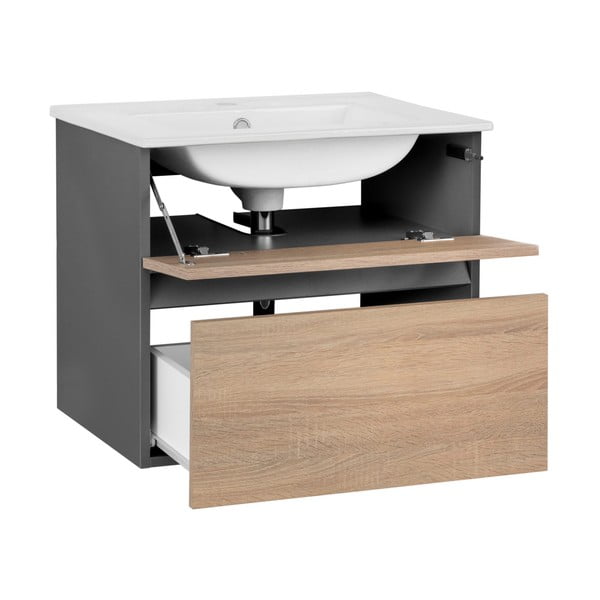 Pakabinama spintelė be kriauklės natūralios spalvos iš ąžuolo 60x52 cm Wisla – Støraa-image-3