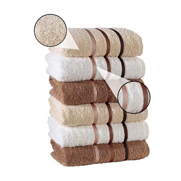 6 grynos medvilnės rankšluosčių rinkinys Pure Cotton Towel, 50 x 90 cm-image-1