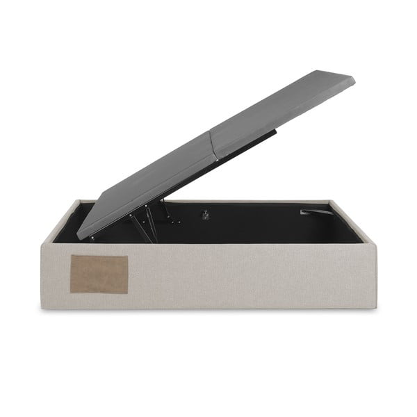 Smėlio spalvos dvigulė lova audiniu dengta su sandėliavimo vieta 160x200 cm Matters – Kave Home-image-4