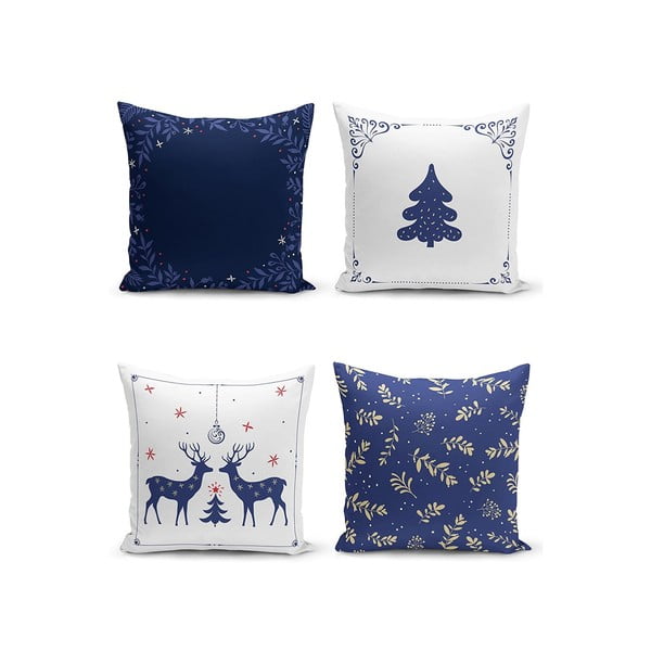 Dekoratyviniai pagalvių užvalkalai 4 vnt. su Kalėdų motyvu 43x43 cm Blue Christmas – Mila Home