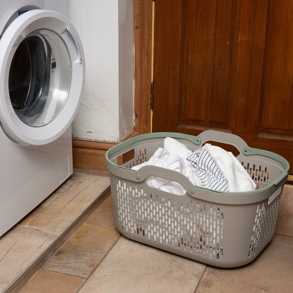 Šviesiai rudos spalvos iš plastiko skalbinių krepšys 45 l – Addis-image-1