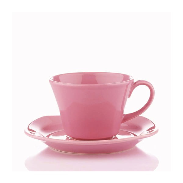 Kavos puodelių rinkinys 200 ml, rožinės spalvos, 6 vnt.