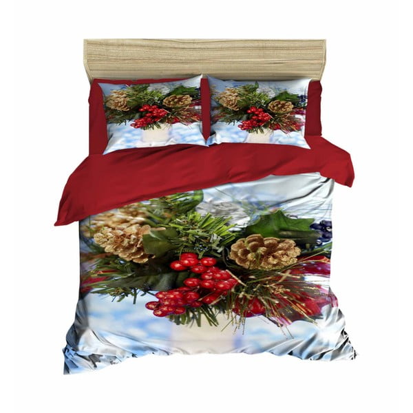 Kalėdinė dvivietės lovos patalynė su paklode Mattia, 160 x 220 cm