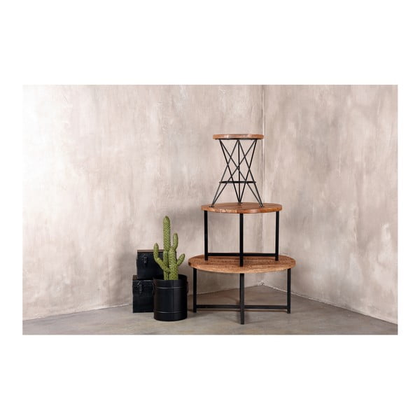 Juodas žurnalinis staliukas su medienos stalviršiu LABEL51 Dex, ⌀ 60 cm-image-1