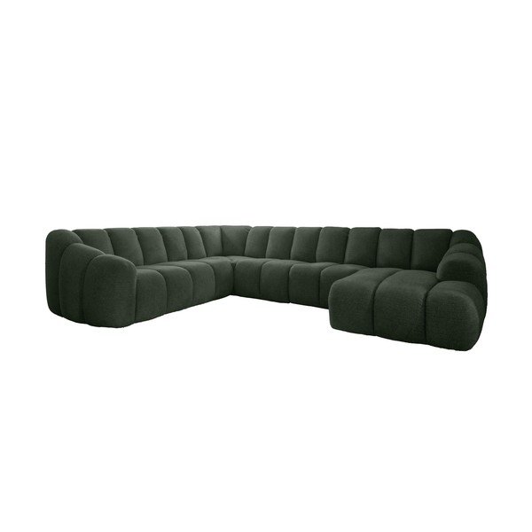 Tamsiai žalios spalvos kampinė sofa (su kairiuoju kampu/„U“ formos) Shell – Miuform