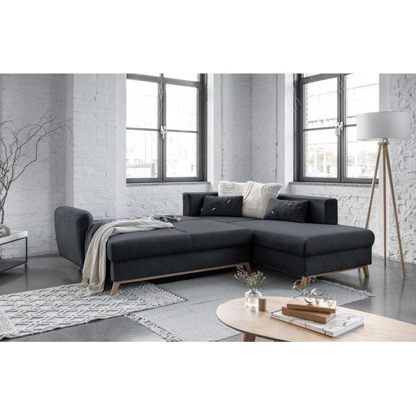 Tamsiai pilka sofa-lova Miuform Scandic Lagom L, dešinysis kampas-image-4
