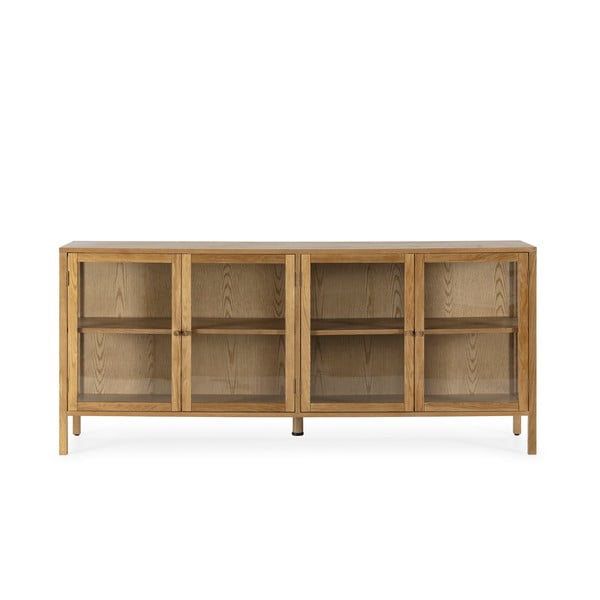 Natūralios spalvos vitrina iš ąžuolo 180x80x40 cm Ceci – MOME