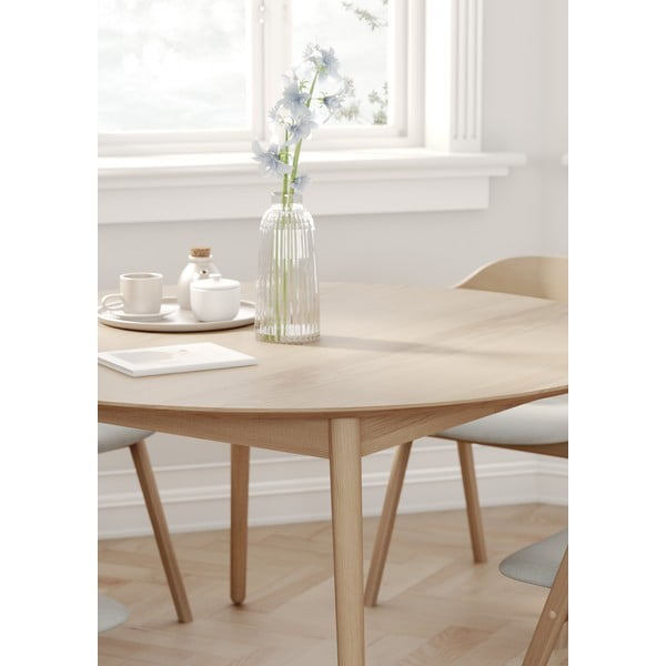 Apvalios formos prailginamas valgomojo stalas su papildomu stalviršiu iš ąžuolo ø 135 cm Meza – Hammel Furniture-image-4