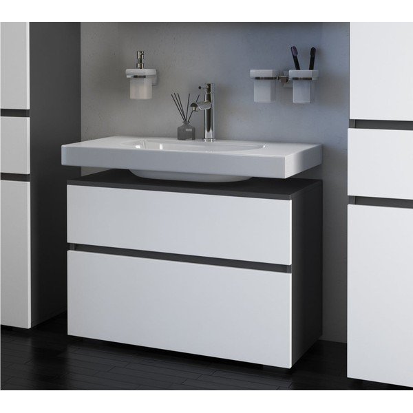 Spintelė po kriaukle baltos spalvos/antracito spalvos 80x55 cm Wisla – Støraa-image-3