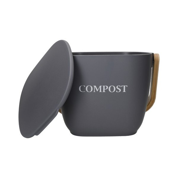 Tamsiai pilka bambuko kompostuojamų atliekų dėžė Kitchen Craft Natural Elements-image-2