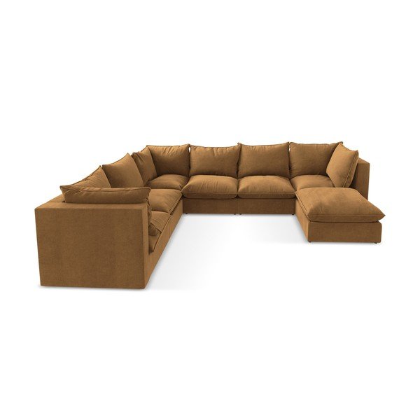 Terakotos spalvos kampinė sofa (su kairiuoju kampu/„U“ formos) Manao – Makamii-image-4