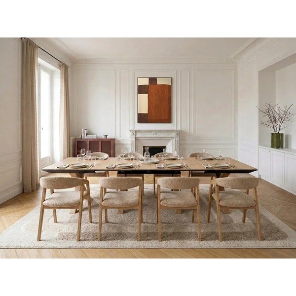 Prailginamas valgomojo stalas su papildomu stalviršiu su ąžuolo dekoro stalviršiu 100x160 cm Martha – Bobochic Paris-image-2