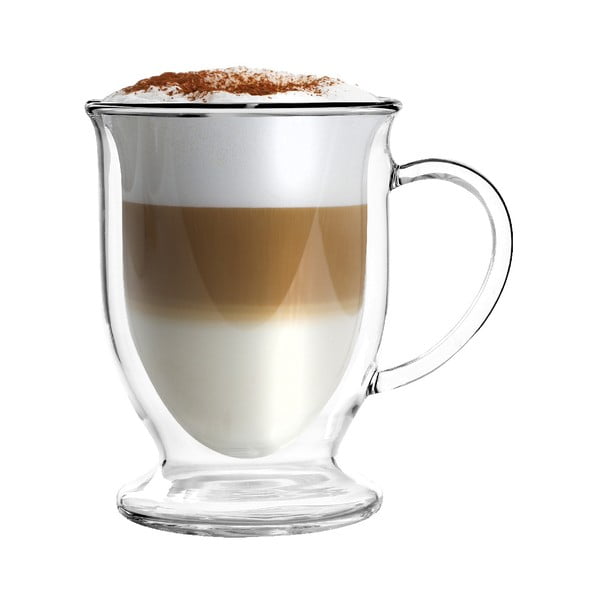 Iš stiklo puodeliai 2 vnt. su dviguba sienele/latte kavai 250 ml Amo – Vialli Design-image-3