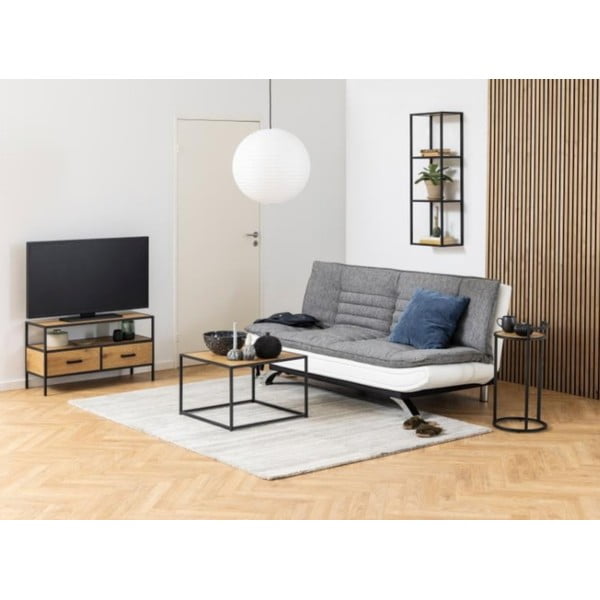 Knygų lentyna juodos spalvos/natūralios spalvos iš ąžuolo 37x108 cm Seaford – Actona-image-1