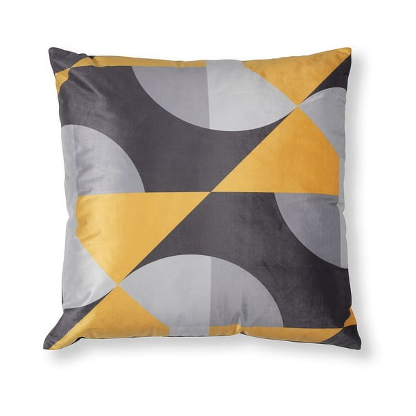 Pilkos ir geltonos spalvos užvalkalas "La Forma Rise", 45 x 45 cm