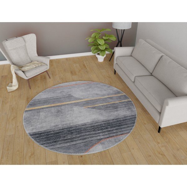 Skalbiamas apvalios formos kilimas pilkos spalvos ø 120 cm Yuvarlak – Vitaus-image-1