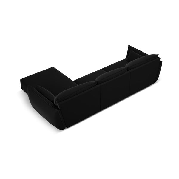 Juodos spalvos iš velveto kampinė sofa (su dešiniuoju kampu/su gultu) Vanda – Mazzini Sofas-image-3