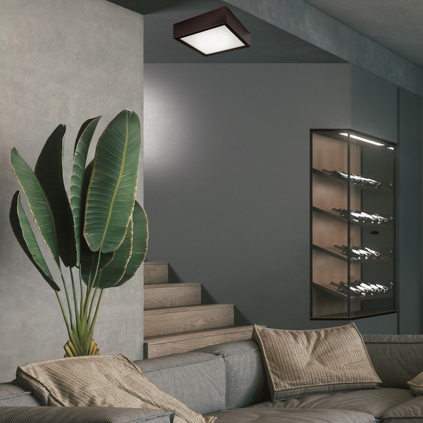 Lubinis šviestuvas tamsiai rudos spalvos 27,5x27,5 cm su stiklo gaubtu Quadro – LAMKUR-image-2