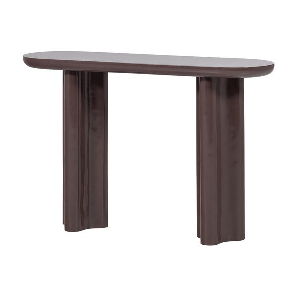 Tamsiai rudos spalvos blizgus konsolinis staliukas 35x120 cm Evara – WOOOD-image-2
