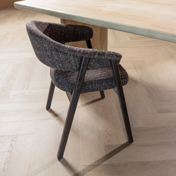 Tamsiai rudos spalvos iš audinio valgomojo kėdė su porankiais Tunar – WOOOD-image-1