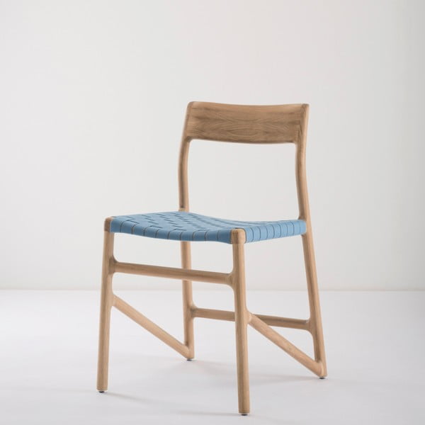 Valgomojo kėdė iš ąžuolo masyvo su mėlyna sėdyne "Gazzda Fawn