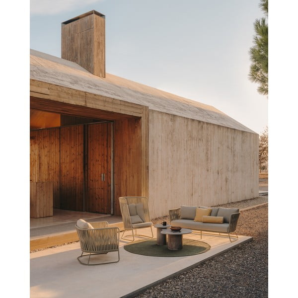 Iš perdirbto pluošto apvalios formos lauko kilimas žalios spalvos ø 200 cm Despas – Kave Home-image-3