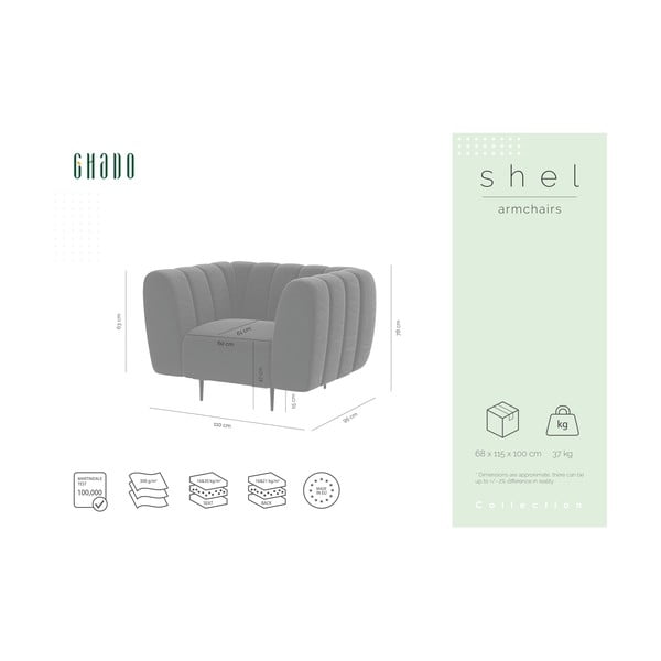 Tamsiai pilkas aksominis krėslas Ghado Shel-image-4