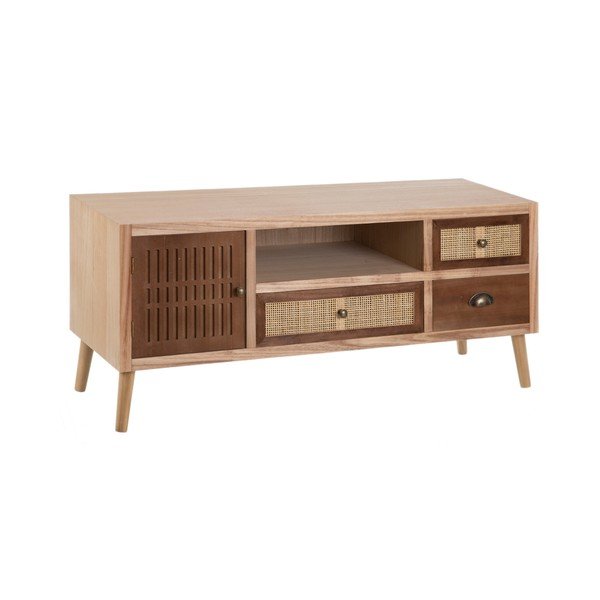 Iš paulovnijos masyvo TV spintelė natūralios spalvos 120x52 cm Sasha – Ixia
