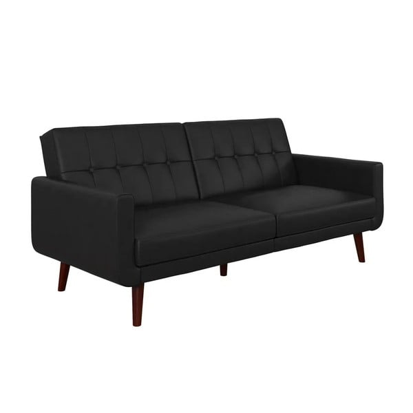 Juodos spalvos iš dirbtinės odos sulankstoma sofa 200 cm Nola – Støraa-image-2