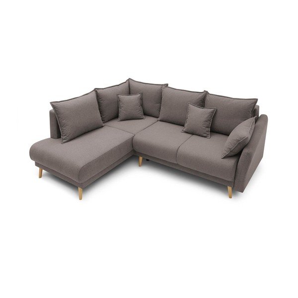 "Bobochic Paris Mia L" rudai pilkos spalvos kampinė sofa-lova, kairysis kampas-image-3