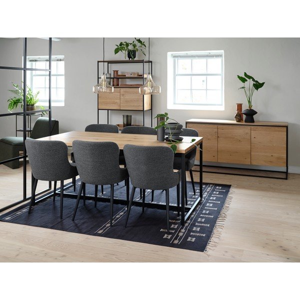 Valgomojo stalas natūralios spalvos su ąžuolo dekoro stalviršiu 90x180 cm Rivoli – Unique Furniture-image-2