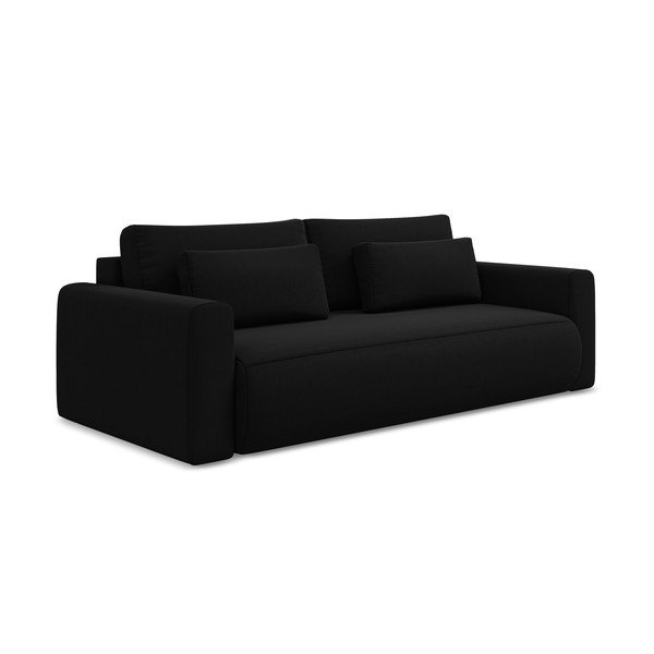 Juodos spalvos iš velveto sulankstoma/su sandėliavimo vieta sofa 238 cm Kapua – Makamii-image-3