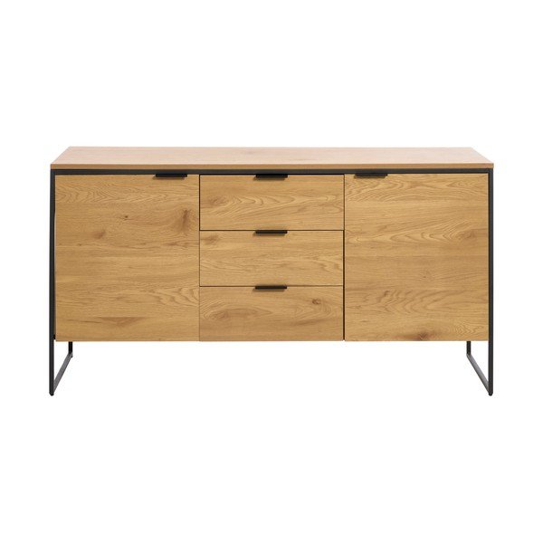 Natūralios spalvos šoninė spintelė iš ąžuolo 155x81x45 cm Cesura – Unique Furniture