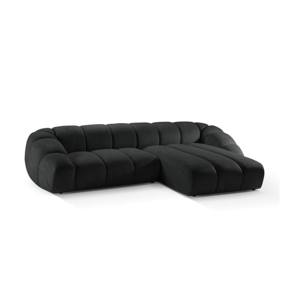 Kampinė sofa juodos spalvos (su dešiniuoju kampu) Diana – Micadoni -image-2