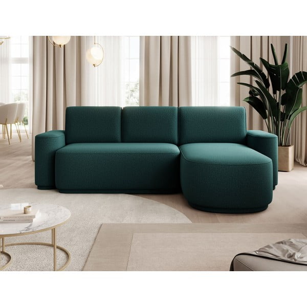 Žalios spalvos iš šenilinio audinio sulankstoma/su sandėliavimo vieta kampinė sofa (su dešiniuoju kampu/su gultu) Aurumm – ELTAP-image-3