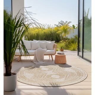 Apvalios formos lauko kilimas ochros spalvos/kreminės spalvos ø 140 cm Gemini – Elle Decoration