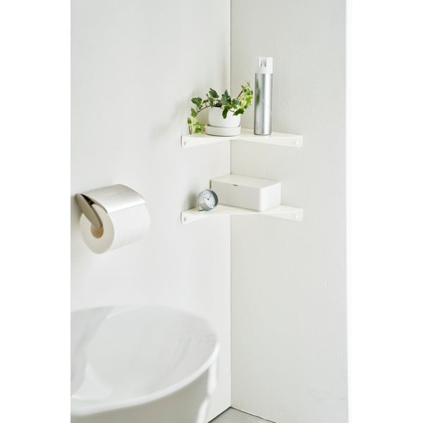Kampinė sieninė lentyna iš metalo baltos spalvos 22 cm Tower – YAMAZAKI-image-1