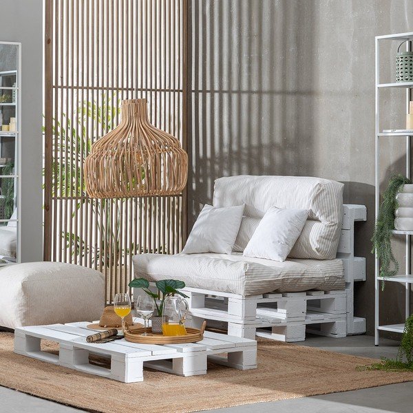 Sodo kėdžių paminkštinimai baltos spalvos/smėlio spalvos paletėms 4 vnt. 80x112 cm – Ixia-image-3